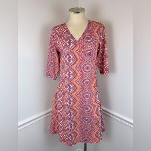 PRANA Pink Orange Purple White Lightweight Dress | Size Large
